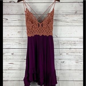 FREE PEOPLE One Adella Slip Dress Copper Combo NWT